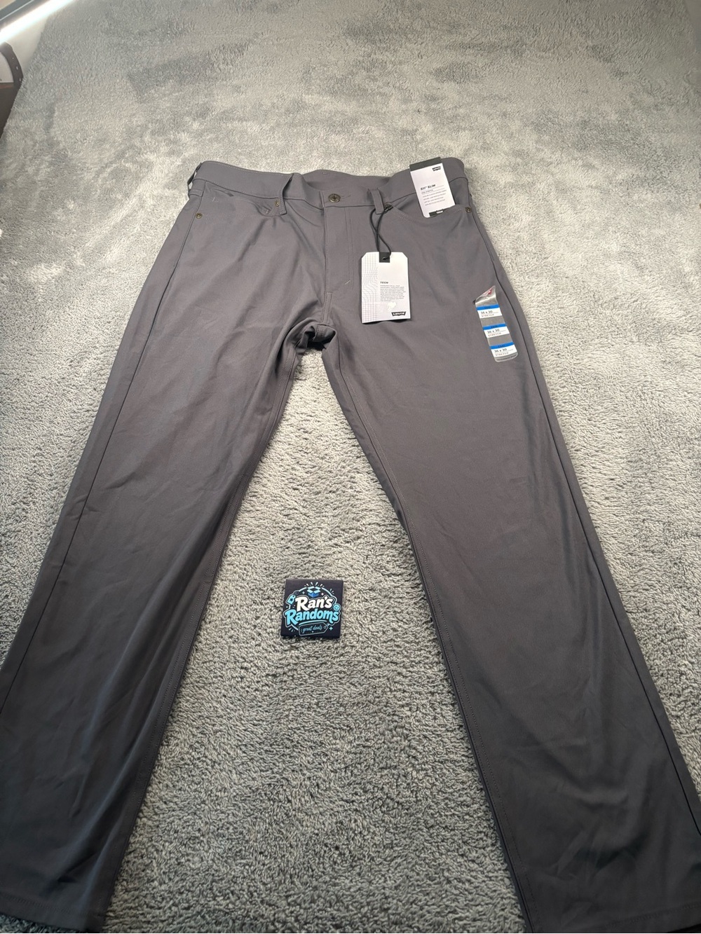 New Levi’s 511™ Slim Tech Pants in men’s size 36 x 30. Gray performance-style pa